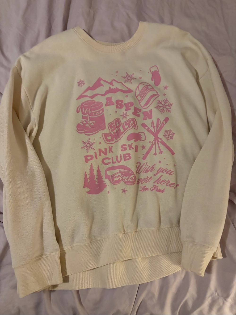 Pink Ski Club Aspen Graphic Sweatshirt - New No Tag XL